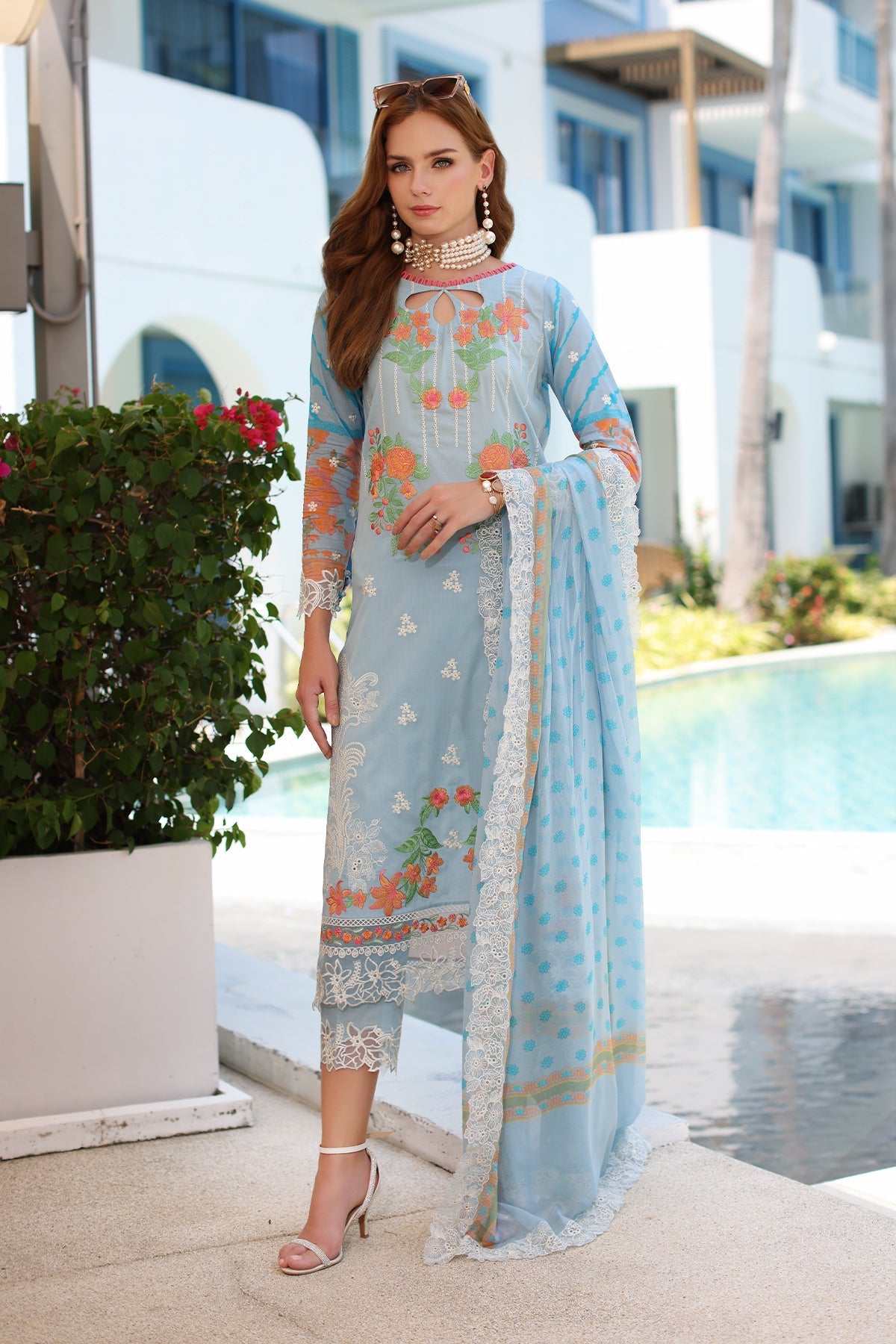 CRS4-25 | 3PC Unstitched Suit Embroidered Lawn Collection Reem By Charizma