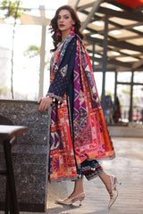 PS4-14 | Unstitched Suit Winter Embroidered Leather With Printed Wool Shawl Poshima By Charizma