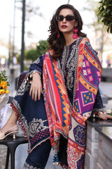 PS4-14 | Unstitched Suit Winter Embroidered Leather With Printed Wool Shawl Poshima By Charizma