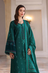3-PC Unstitched Printed Khaddar Noor By Saadia Asad | Emerald Reverie