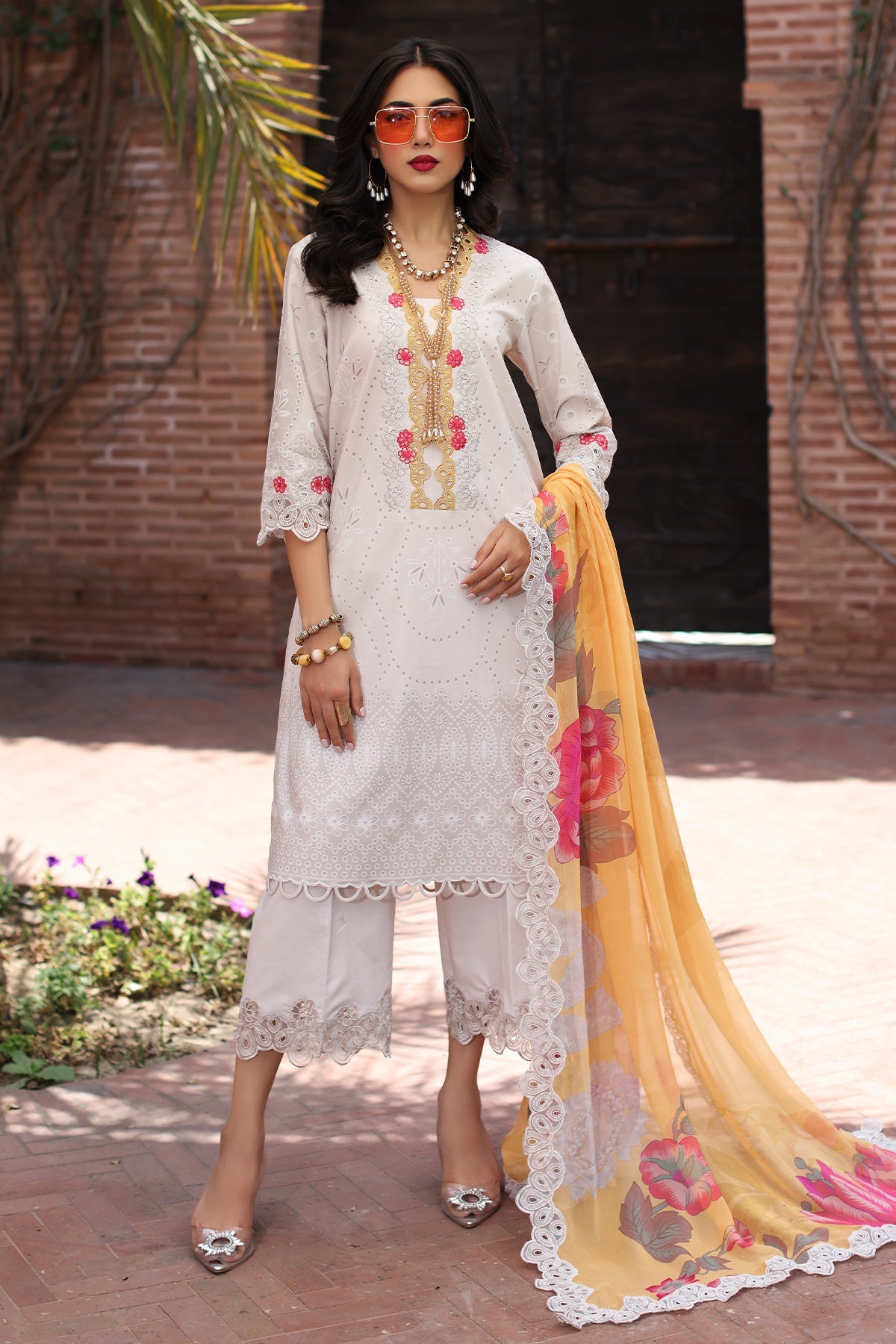 CCS-4-20 | 3PC Unstitched Suit Embroidered Lawn Combination By Charizma
