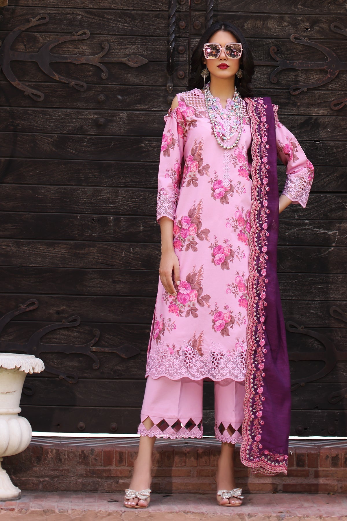 CCS-4-28 | 3PC Unstitched Suit Embroidered Lawn Combination By Charizma