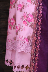CCS-4-28 | 3PC Unstitched Suit Embroidered Lawn Combination By Charizma