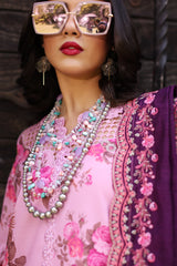 CCS-4-28 | 3PC Unstitched Suit Embroidered Lawn Combination By Charizma