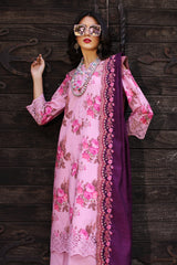 CCS-4-28 | 3PC Unstitched Suit Embroidered Lawn Combination By Charizma