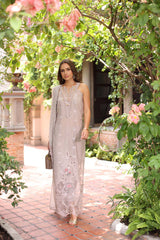 3-PC Unstitched Schiffli Embroidered Lawn Noor By saadia Asad | D11- Mink