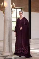 3-PC Unstitched Printed Khaddar Noor By Saadia Asad | Damson