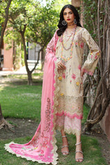CCS-4-19 | 3PC Unstitched Suit Embroidered Lawn Combination By Charizma