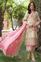 CCS-4-19 | 3PC Unstitched Suit Embroidered Lawn Combination By Charizma
