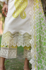 CCS-4-24 | 3PC Unstitched Suit Embroidered Lawn Combination By Charizma