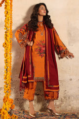 CMW4-7 | 3Pc Unstitched Suit Winter Emb Printed Acrylic Viscose Miraas By Charizma