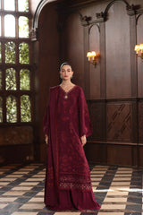 3-PC Unstitched Printed Khaddar Noor By Saadia Asad | Royal Claret