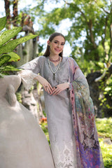 D1-B Grey Ombre | 3PC Unstitched Luxury Chikankari Lawn Noor By Sadia Asad