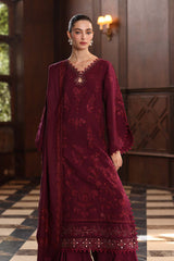 3-PC Unstitched Printed Khaddar Noor By Saadia Asad | Royal Claret