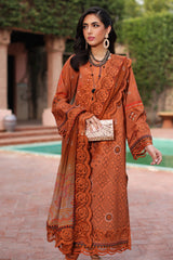 CCS-4-25 | 3PC Unstitched Suit Embroidered Lawn Combination By Charizma