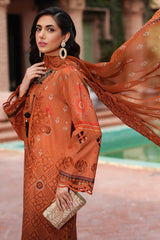 CCS-4-25 | 3PC Unstitched Suit Embroidered Lawn Combination By Charizma