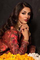 CMW4-8 | 3Pc Unstitched Suit Winter Emb Printed Acrylic Viscose Miraas By Charizma
