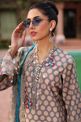 CCS-4-22 | 3PC Unstitched Suit Embroidered Lawn Combination By Charizma