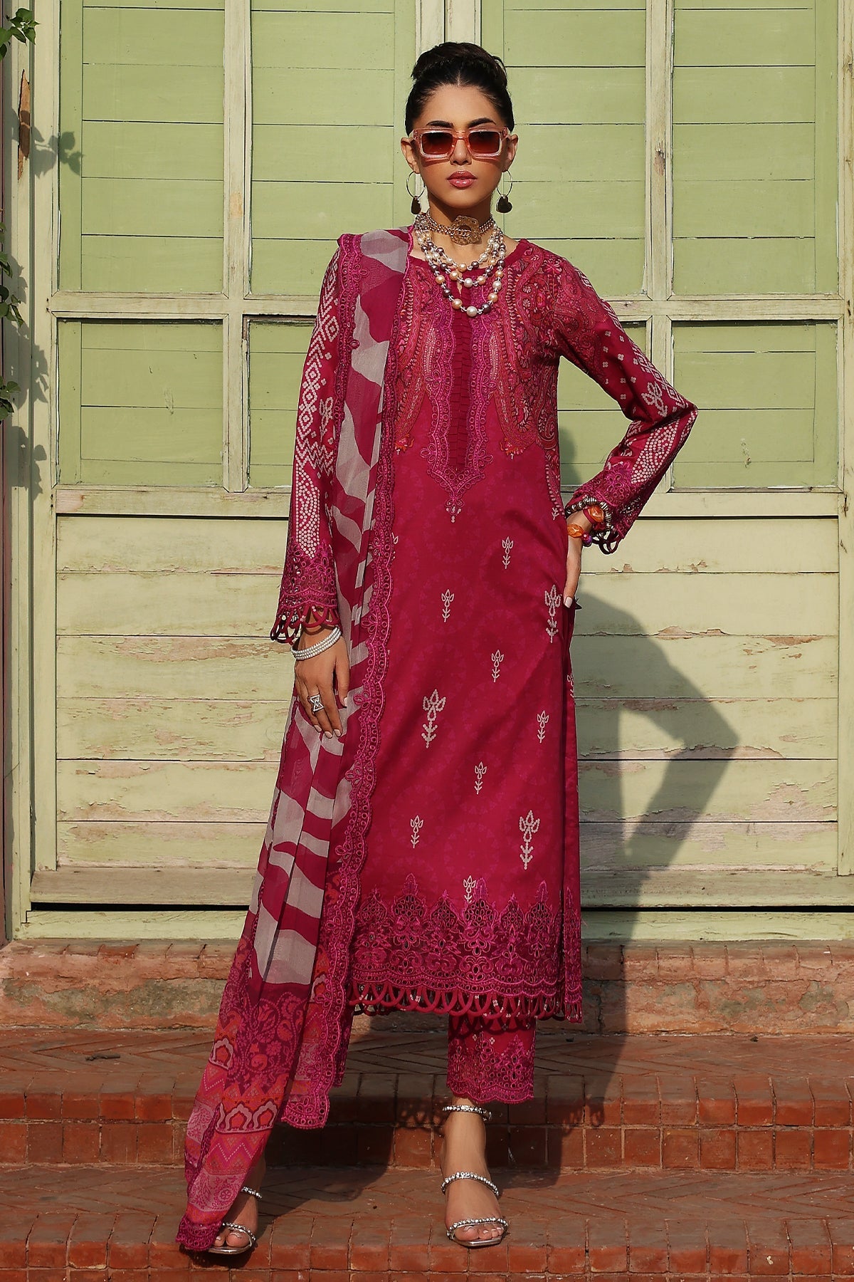 CCS-4-23 | 3PC Unstitched Suit Embroidered Lawn Combination By Charizma