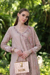 D3-A Mink Schifli | 3PC Unstitched Luxury Chikankari Lawn Noor By Sadia Asad