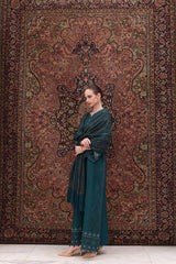 3-PC Unstitched Printed Khaddar Noor By Saadia Asad | Teal Empress