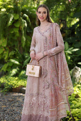 D3-A Mink Schifli | 3PC Unstitched Luxury Chikankari Lawn Noor By Sadia Asad