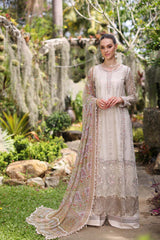 D3-B Beige Schifli | 3PC Unstitched Luxury Chikankari Lawn Noor By Sadia Asad