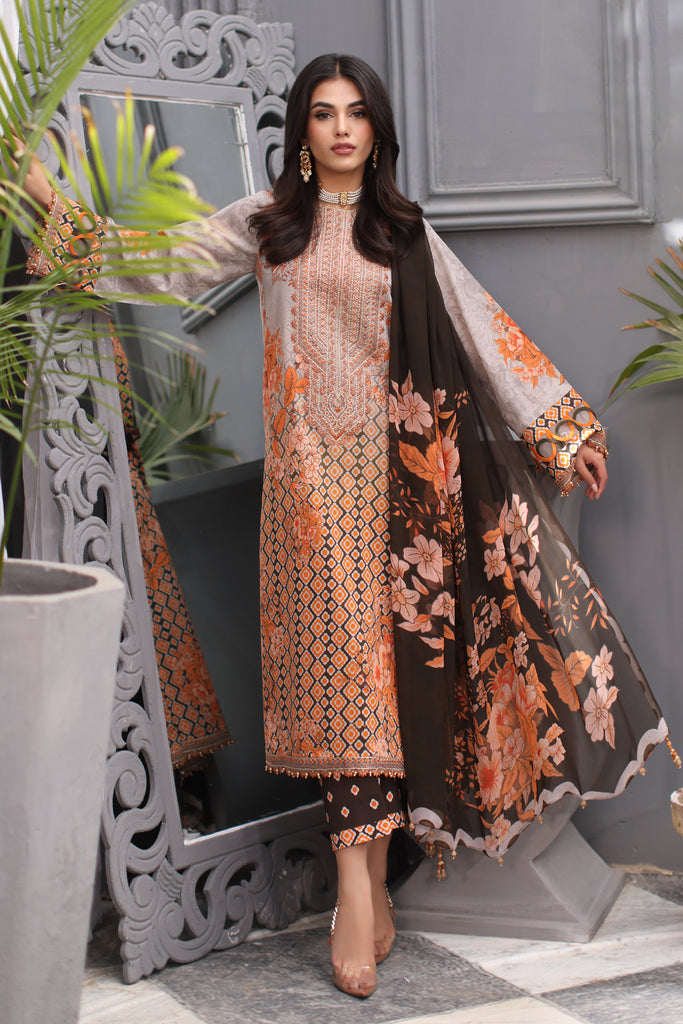 CRB4-01 | 3-PC Unstitched Printed Lawn with Rang-E-Bahar By Charizma