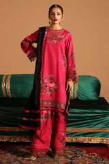 CMW4-6 | 3Pc Unstitched Suit Winter Emb Printed Acrylic Viscose Miraas By Charizma
