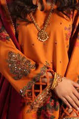 CMW4-7 | 3Pc Unstitched Suit Winter Emb Printed Acrylic Viscose Miraas By Charizma