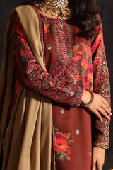 CMW4-8 | 3Pc Unstitched Suit Winter Emb Printed Acrylic Viscose Miraas By Charizma