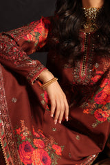 CMW4-8 | 3Pc Unstitched Suit Winter Emb Printed Acrylic Viscose Miraas By Charizma