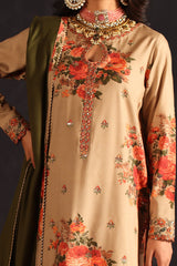 CMW4-2 | 3Pc Unstitched Suit Winter Emb Printed Acrylic Viscose Miraas By Charizma