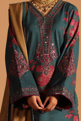 CMW4-1 | 3Pc Unstitched Suit Winter Emb Printed Acrylic Viscose Miraas By Charizma