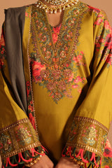 CMW4-5 | 3Pc Unstitched Suit Winter Emb Printed Acrylic Viscose Miraas By Charizma