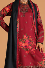 CMW4-3 | 3Pc Unstitched Suit Winter Emb Printed Acrylic Viscose Miraas By Charizma