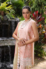 D7-B Peach multi | 3PC Unstitched Luxury Chikankari Lawn Noor By Sadia Asad