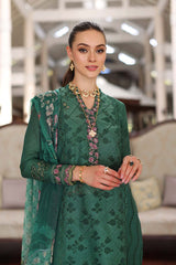 D4-A Green Laser | 3PC Unstitched Luxury Chikankari Lawn Noor By Sadia Asad