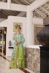 D5-A Aqua Ombre | 3PC Unstitched Luxury Chikankari Lawn Noor By Sadia Asad