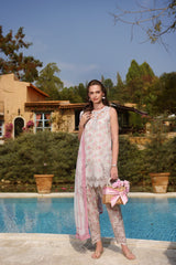 D7-A | 3Pc Unstitched Suit Embroidered Lawn Luxe Chikankaari'25 Noor By Sadia Asad