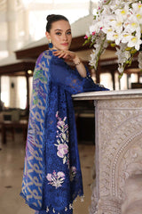 D10-B Blue Electric | 3PC Unstitched Luxury Chikankari Lawn Noor By Sadia Asad