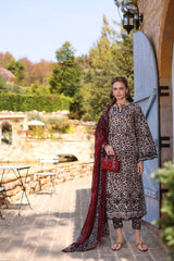 D2-B | 3Pc Unstitched Suit Embroidered Lawn Luxe Chikankaari'25 Noor By Sadia Asad