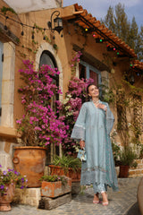 D5-B | 3Pc Unstitched Suit Embroidered Lawn Luxe Chikankaari'25 Noor By Sadia Asad