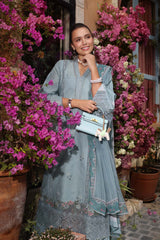 D5-B | 3Pc Unstitched Suit Embroidered Lawn Luxe Chikankaari'25 Noor By Sadia Asad