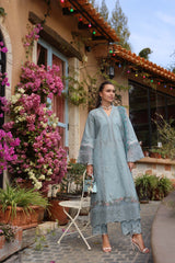 D5-B | 3Pc Unstitched Suit Embroidered Lawn Luxe Chikankaari'25 Noor By Sadia Asad