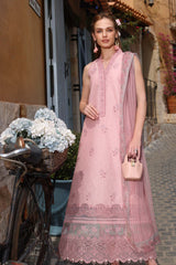 D5-A | 3Pc Unstitched Suit Embroidered Lawn Luxe Chikankaari'25 Noor By Sadia Asad