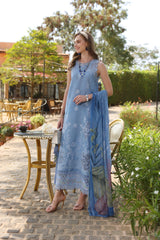 D4-B | 3Pc Unstitched Suit Embroidered Lawn Luxe Chikankaari'25 Noor By Sadia Asad