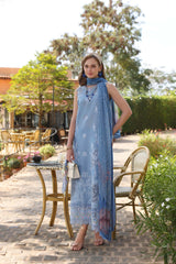 D4-B | 3Pc Unstitched Suit Embroidered Lawn Luxe Chikankaari'25 Noor By Sadia Asad