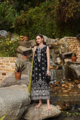 D3-B | 3Pc Unstitched Suit Embroidered Lawn Luxe Chikankaari'25 Noor By Sadia Asad