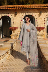 Unstitched 3-PC Lawn Eid Luxury Handwork Laserkari Noor By Saadia Asad D1-B